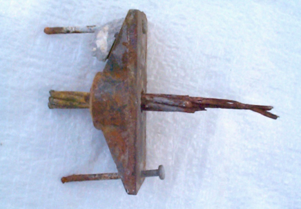 Photo: Tendon end that shows cable corrosion due to water intrusion into the cable sheathing.